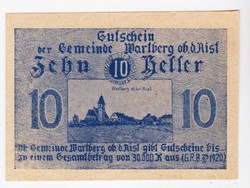 Austrian Emergency Money 10 Heller UNC