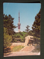 Képeslap,Pécs, Mecsek, ZOO, Állatkert, Tévétorony látkép,részlet, 1980-