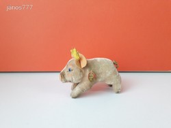 Eredeti STEIFF MALAC régi antik plüss DISZNÓ 1950-60-as évek ! Steiff JOLANTHE röfi kabala figura !
