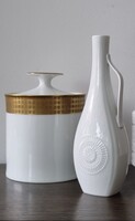 Német (Thomas) vintage porcelán fedeles tároló  és Kaiser váza