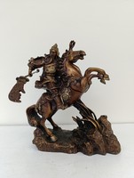 Antik kínai harcos bronz lovas szobor katona 483 9082