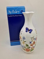 Angol Aynsley porcelán virágos váza pillangóval 17cm Cottage Garden minta