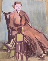 Unknown 20th Century Artist: Elderly Woman with Child