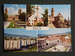 Képeslap,Pécs,mozaik,Uránváros Acsády Kerényi sarok,Székesegyház,dzsámi,minaret,részletek, 1971-