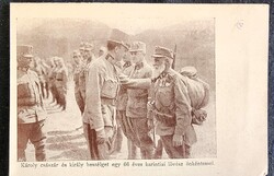 1916 MAGYAR KIRÁLY IV. KÁROLY KORABELI FOTÓLAP I. VILÁGHÁBORÚ FRONT SZEMLE KATONA