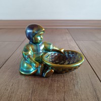 Régi Zsolnay eozin mázas Annuska figura