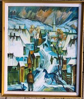 Gedeon Zoltán (Kolozsvári)-Erdélyi falu  télen-