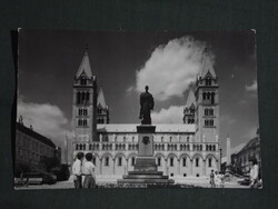 Képeslap,Pécs,Sétatér,Székesegyház,Bazilika templom látkép,részlet, 1967-