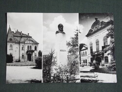 Képeslap, Pécel,mozaik, kastély,kórház,Kossuth szobor látkép,részlet, 1974-