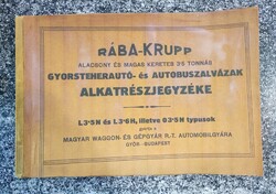 Rába - Krupp...gyorsteherautó- és autóbuszalvázak alkatréstjegyzéke..(1927)