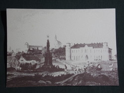 Képeslap,reprodukció,Pécsvárad 1868 Rohbock metszete, látkép,részlet, 1970-