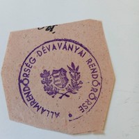 D204156  Bélyegzőlenyomat DÉVAVÁNYA  Államrendőrség -1947k Rendőrség -dokumentumból kivágva