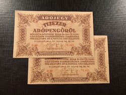 ***  UNC sorszámkövető 10.000 Adópengő páros  ***