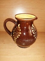 Antik  mázas kiöntő szilke köcsög - 18 cm magas (42/d)