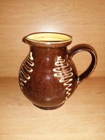 Antik  mázas kiöntő szilke köcsög - 18 cm magas (42/d)