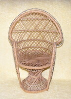 Rattan fonott fotel, bababútor, játékbaba
