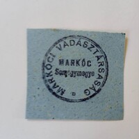 D204292 Markóci Vadásztársaság (Markóc, Somogy megye) 1940k vadászat bélyegzés-dokumentumból kivágva