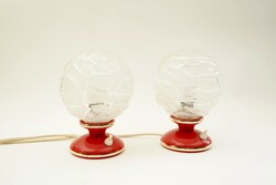 Retró Mid Century Gömb Lámpa Pár / Space Age / Piros Műanyag