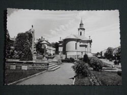 Képeslap,Sátoraljaújhely,Szabadság tér,emlékmű,templom látkép,részlet, 1961-