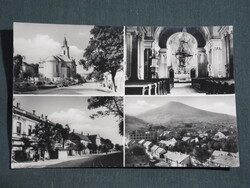 Képeslap,Sátoraljaújhely,mozaik,szabadság tér,templom,utca látkép,részlet, 1961-