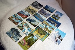 Régi retro képeslap csomag Zürich , Lugano , Locarno , Matterhorn , Montreux , Geneve , ...  16db.