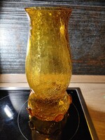 Ritka gyönyörű repesztett Fátyolüveg váza   Jan Havelka  munkája