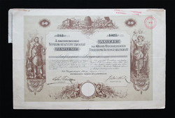 Nagybecskereki Népbank Részvénytársulat részvény 50 forint 1887 - Nagybecskerek (SRB)