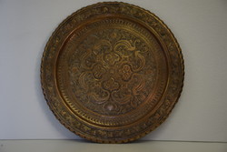 Régi ónozott réz dísz tálca-A011