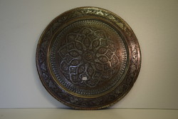 Régi ónozott réz dísz tálca-A010