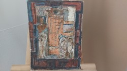(K) Csillag Lajos absztrakt képe 30x40 cm vegyes technika.