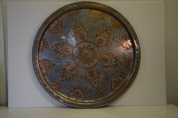 Régi ónozott réz dísz tálca-A010