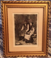 FÉNYES ADOLF (1867-1945) FIATAL PÁR RÉZKARC