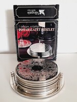 Ezüstözött pohár alátét készlet, dobozában