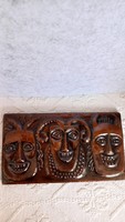 Pázmándy, mázas kerámia falidísz "Busók", 27 x 15,5 cm, 890 g.