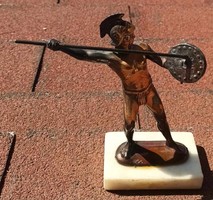 Greek Hoplite LEONIDAS, Spartan King Bronze Statue on Marble Base