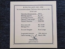 100 éve halt meg Kossuth Lajos .925 ezüst 500 Forint 1994 tanúsítványa