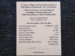 Róth Miksa születésének 150. évfordulójára .925 ezüst 10000 Ft 2015 tanúsítványa