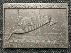 Országos Magyar Kajak Szövetség díjérem emlékplakett 1941.