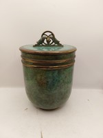 Carl Sorenson, Art Deco kerámia, bronz urna. 20 x 12 cm-es. 8331