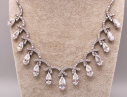 Silver Necklace with Cubic Zirconia Stones. New