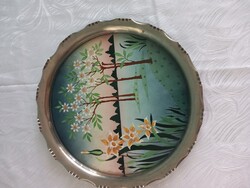 Antik majolika porcelán jugendstil szecessziós tálca