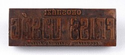 1R333 Régi Orosházi Friss Újság napilap vastag bronzírozott 1 kg-os nyomóklisé 1933-1940