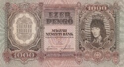 1000 pengő (1943) Legszebb bankjegyünk VF++ (majd aUNC) RITKA!!!