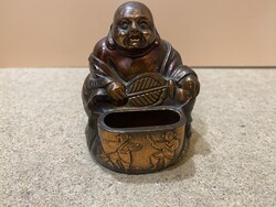 Buddha szobor rézötvözetből, 8 cm-es magasságú. 7201