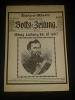 1886.06.16. Volks Zeitung külön szám ( II. Lajos bajor király halála )