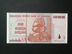 Zimbabwe 5 milliárd Dollars 2008 Aunc+