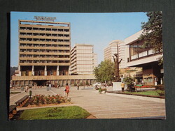 Képeslap,Salgótarján,Karancs szálló,hotel,művelödési ház,felszabadulás emlékmű,látkép,részlet, 1977-