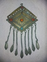 Iszlám tekke turkomen amulet-medál 19 sz (ezüst-réz)