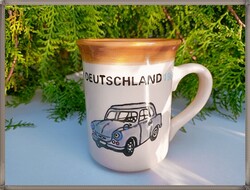 Trabant, veterán autó mintás fajansz bögre