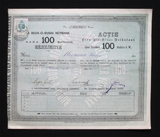 Buda-Óbudai Népbank részjegy 100 forint 1873 - Buda
